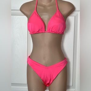 H&M Neon Pink String High Cut Bikini 6
